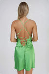 Live Light Criss Cross Back Satin Mini Dress - Summer Green