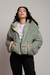 Zativa Tan Sage Reversible Fuzzy Jacket