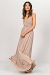 All About Tonight Surplice Empire Maxi Dress - Taupe