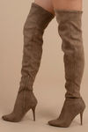 Made For Walking Taupe Faux Suede Thigh High Boots