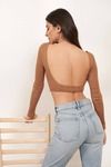 Open Ended Taupe Rib Crop Top