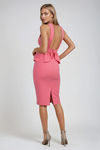 Peplum Spell V-Neck Ruffle Midi Dress - Watermelon