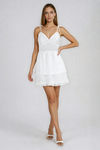 All About the Flowers Ruffle Tie Strap Mini Dress - White