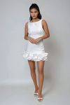 Be My Baby Ruffle Structured Mini Dress - White