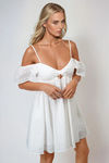 Chase The Light Eyelet Puff Mini Dress - White