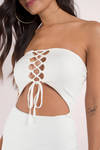 Close Ties White Lace Up Bodycon Dress