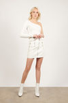 Do More White Leather Zip Up Mini Skirt