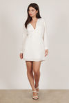 Don't Know What To Do White Satin Shift Dress