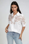 Elegant Whimsy Embroidered Blouse - White
