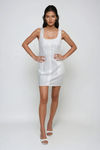 Fearless Button Bodycon Mini Dress - White