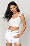 Free To Be White Beaded Crop Top