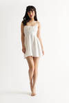 Gabbie White Ruched Tie Back Skater Mini Dress