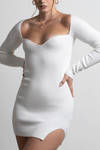 Katalina White Ribbed Sweater Mini Dress