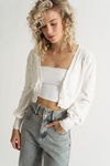 Bloom Again White Lavender Floral Embroidered Crop Cardigan