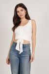 Look For Answers White Ribbed Wrap Top