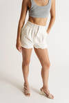 Lucinda White Ruffled Paperbag Shorts