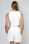 Make Them Wonder Tweed Vest Top and Short Set - White