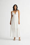 Mila White Open Back Tiered Maxi Dress