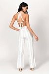 Eileen white Stripe Back Tie Jumpsuit