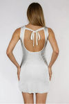 Party Ready Open Back Ribbed Mini Dress - White