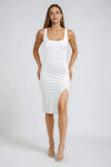 Play My Game Slit Bodycon Midi Dress - White