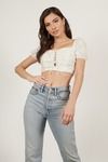 Play Pretend White Ruched Crop Top
