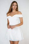 Pure Promise Off Shoulder A line Mini Dress - White