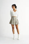 Sammie White V-Neck Cable Knit Crop Sweater