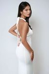 Slay in Silence Halter Ribbed Midi Dress - White
