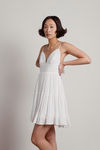 Summer Breeze White Lace Tie Back Tiered Skater Dress