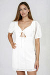 Summer Tease Puff Sleeve Cutout Mini Dress - White