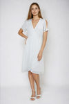 Sunny Mood Flutter Sleeve Wrap Midi Dress - White
