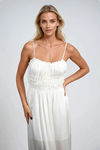 Supernova Satin Tiered Maxi Dress - White
