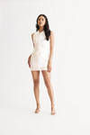 Talk To Me Nice Collared Bodycon Mini Dress - White Taupe Multi
