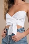 Wasted Times White Strapless Wrap Crop Top 