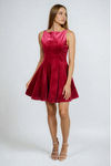Classic Charm Boatneck Velvet Mini Dress - Wine
