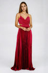 Especially Stunning Cutout Pleated Maxi Dress - Wine