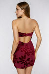 Heart in Bloom Strapless Floral Mini Dress - Wine