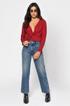 Madeline Front Knot Blouse - Wine