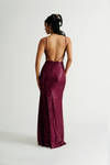 One Night Only Wine Sequin Open Back Maxi Dress