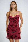 Ready for My Close-Up Floral Cowl Mini Dress - Wine