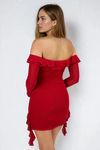 Red in Love Off Shoulder Ruffle Mini Dress - Wine