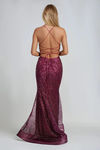 Starlight Kiss Glitter Mesh Mermaid Maxi Dress - Wine