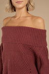 The Chills Wine Off Shoulder Sweater