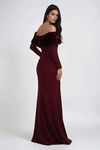 Velour Empress Velvet Off Shoulder Maxi Dress - Wine