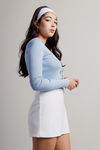 Chasie Baby Blue Tie Front Ribbed Cardigan