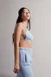 Nellie Baby Blue Ribbed Bralette and Sweatpants Set