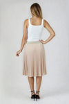 Subtle Poise Pleated Satin Midi Skirt - Beige