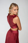 Hot To Go Ruffle Cut Out Mini Dress - Berry