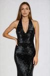 All Time Shine Halter Sequin Maxi Dress - Black